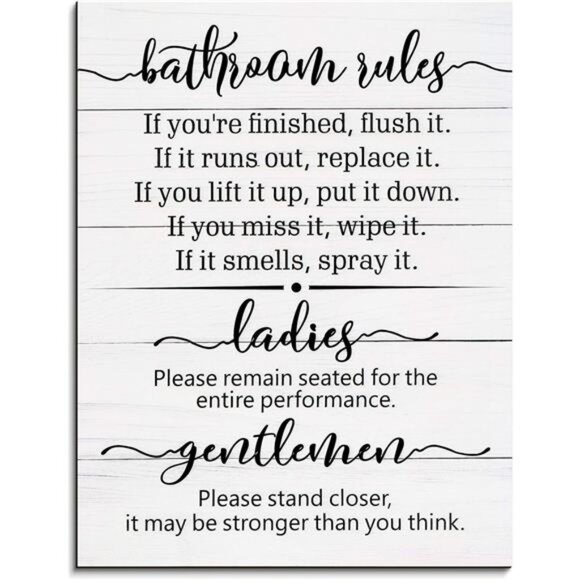 Signs for Bathroom Restroom Wall Art Decor Funny Toilet Signs for Bathroom - Picture 1 of 8